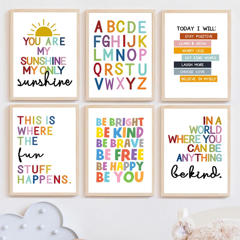 Kids Education Yes - Plakat edukacyjny dla dzieci: alfabet, cyfry,